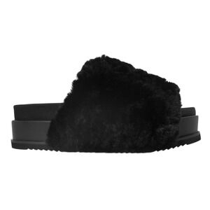 Roam Cloud Black Faux Fur Slippers Women Size 7